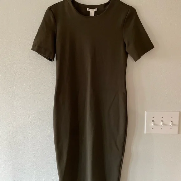 H&M | Dresses | Hm Basics Dark Green Dress Excellent Condition | Poshmark